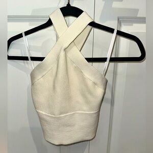 Abercrombie & Fitch Cream Cross-Back Crop Top